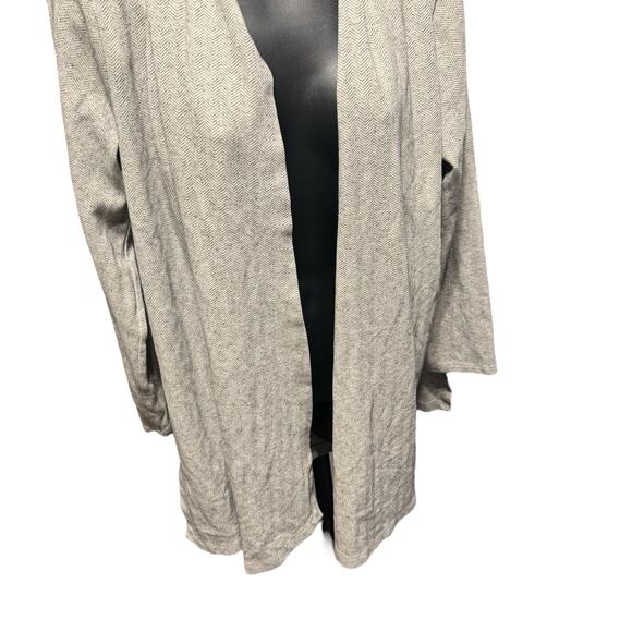 Eileen Fisher Herringbone Organic Cotton Longline Open Front Jacket Cardigan M - Picture 8 of 11